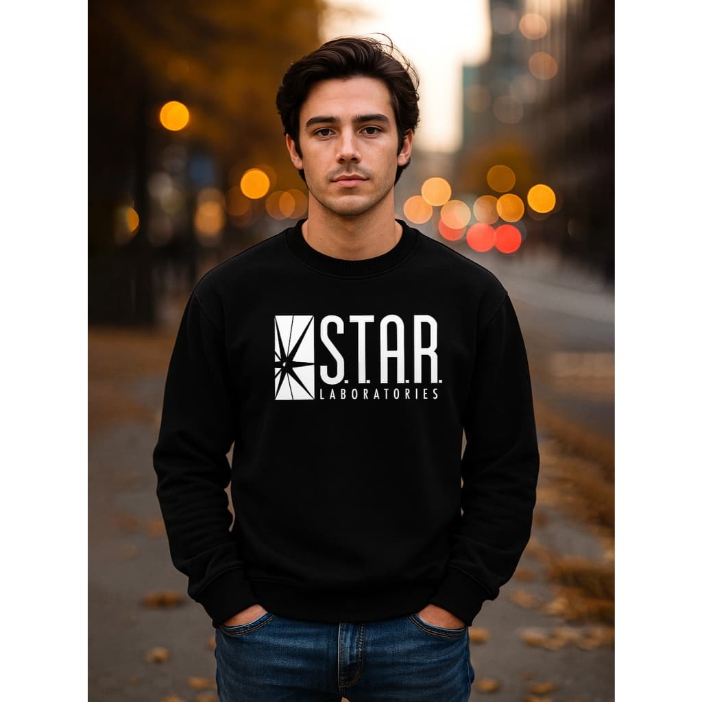 Moletom Star Industries Série Flash Gola Redonda Flanelado Sem Capuz