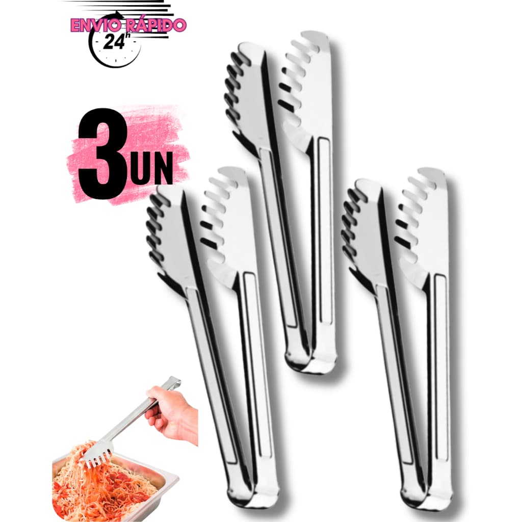 Conjunto de Pegadores de Massa Macarrão Salada Aço Inox Universal