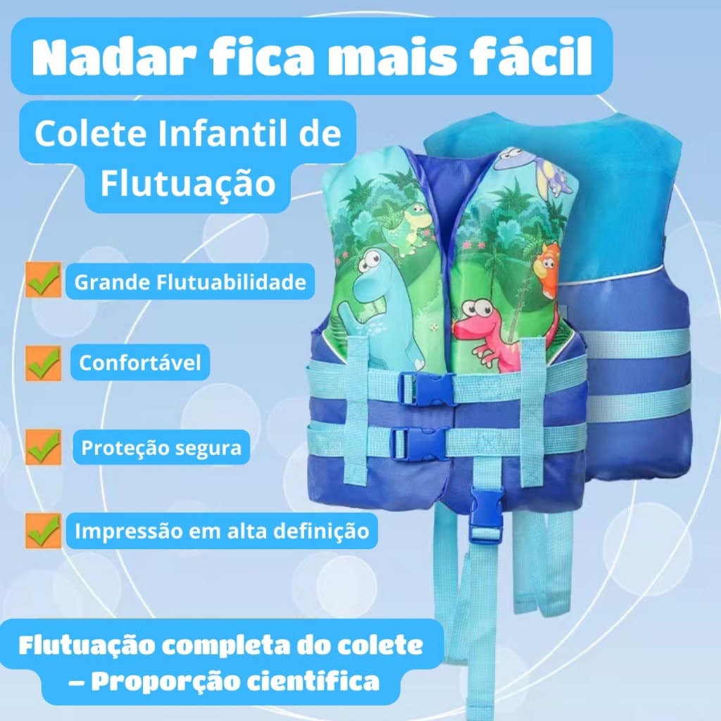 Boia Colete Salva Vidas Infantil NAO FURA - Ajuste Adaptavel