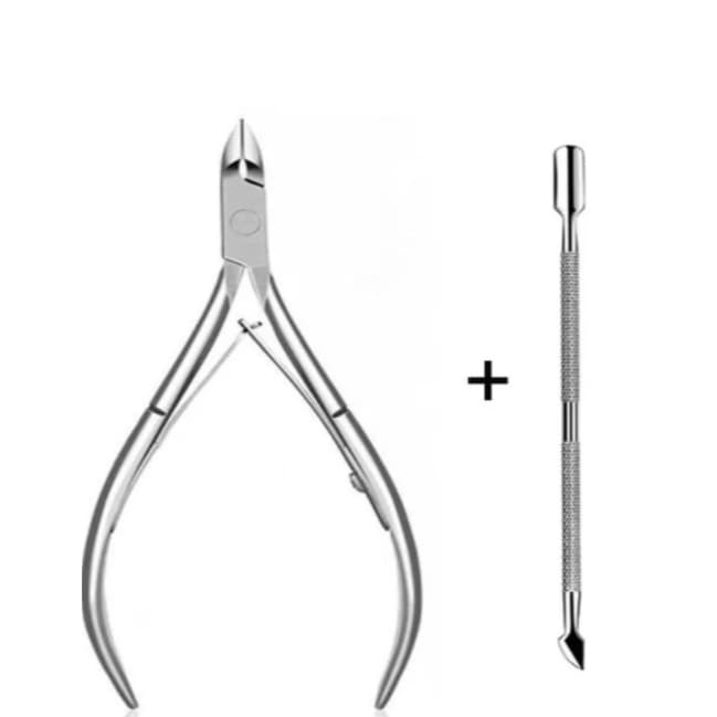 Kit Alicate de cutícula + espatula inox manicure . Usar amolecedor de cutícula e esmalte