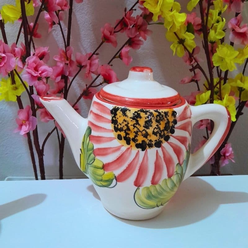 Bule Chaleira Leiteira Com Tampa Cerâmica Estilo Retrô para Cafés Chás Yogurtes Sucos Pintado a Mão