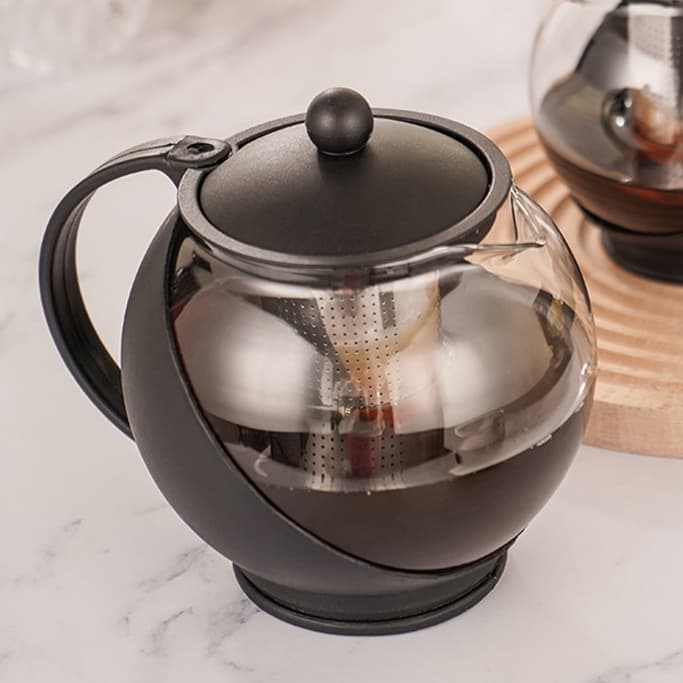 Bule Jarra de Vidro para Chá com Infusor de Aço Inox 750ml – Cor Preta