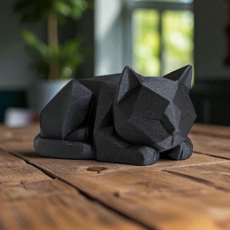 Estátua Gato Decorativo Geométrico Minimalista – Escultura Moderna para Decoração