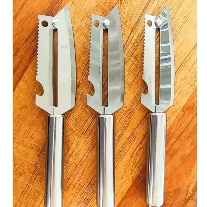 3 Facas Descascador Multifuncional 5 em 1 Kit Aço Inoxidável