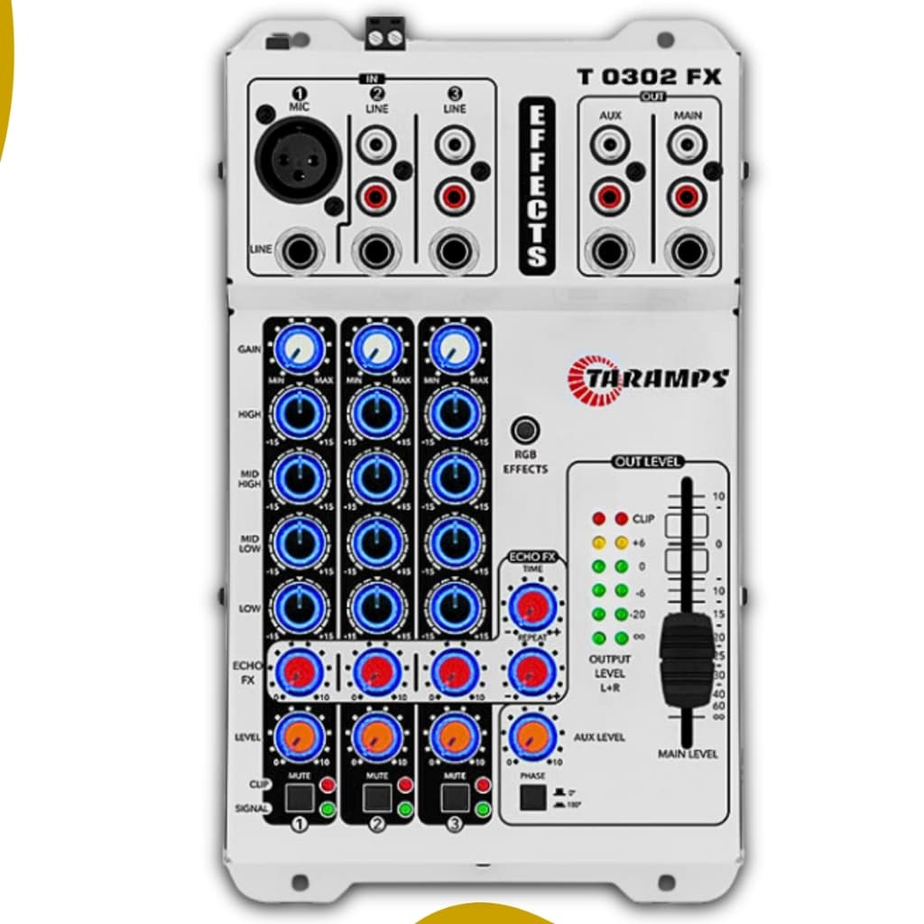 Mesa De Som Taramps T0202 e T 0302 2 e 3 Canais Equalizador Mixer Mesa de Som Mesa Automotiva