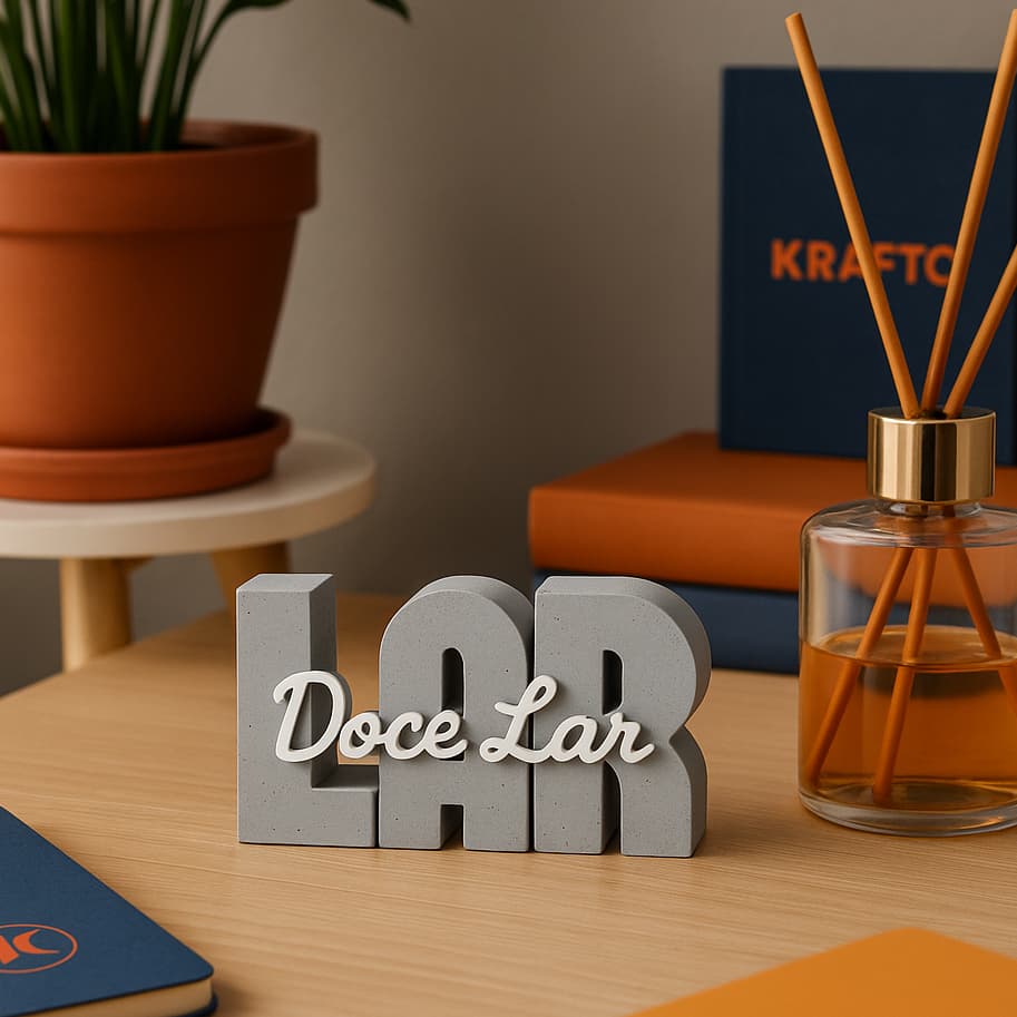 Placa Decorativa Lar Doce Lar 3D Varias Cores para Sala, Quarto, Casa