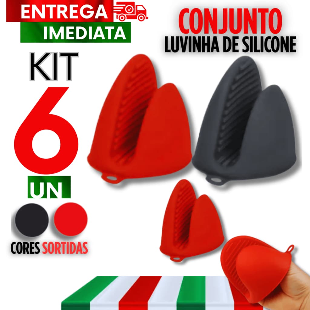 Conjunto Luvas Térmicas Pegador de Silicone Cozinha, proteção para você na cozinha