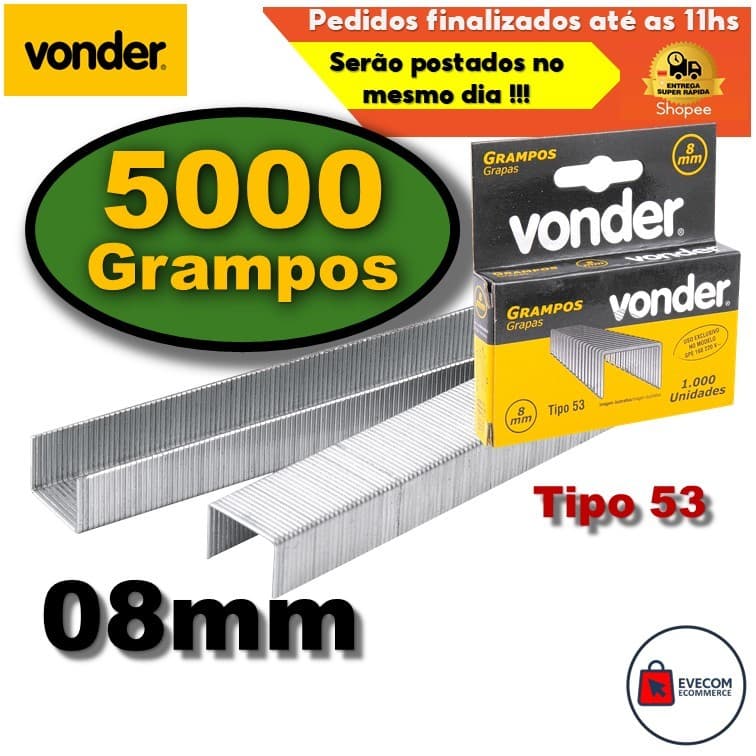 Grampo Para Grampeador Elétrico Gpe168 08mm 5000un Vonder