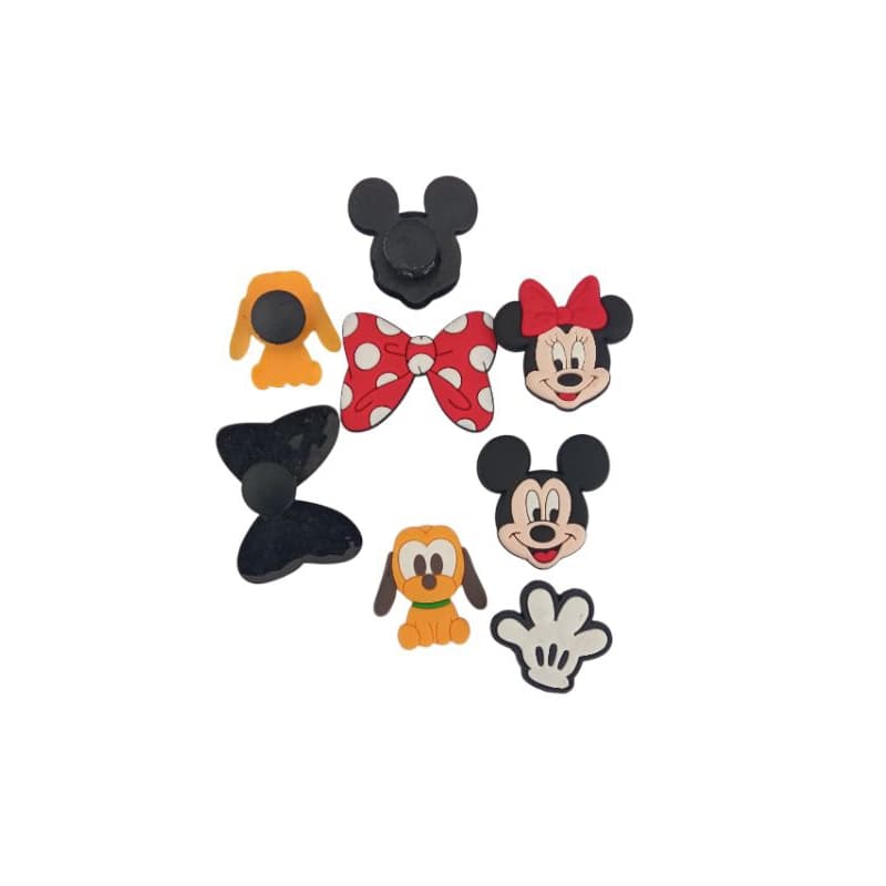 5 Pins/Bottons Emborrachados Para babuche - Turma Do Mickey com adaptador para sandália calçados