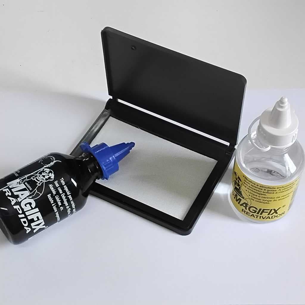 Kit - 1 Tinta Secagem Rápida + 1 Reativador + 1 Almofada N.3