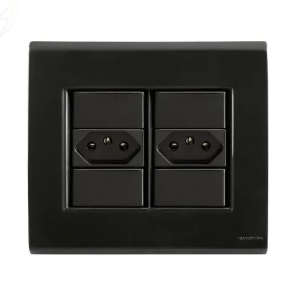Conjunto de Tomada 10A/20A 4x4 Tramontina Liz Grafite
