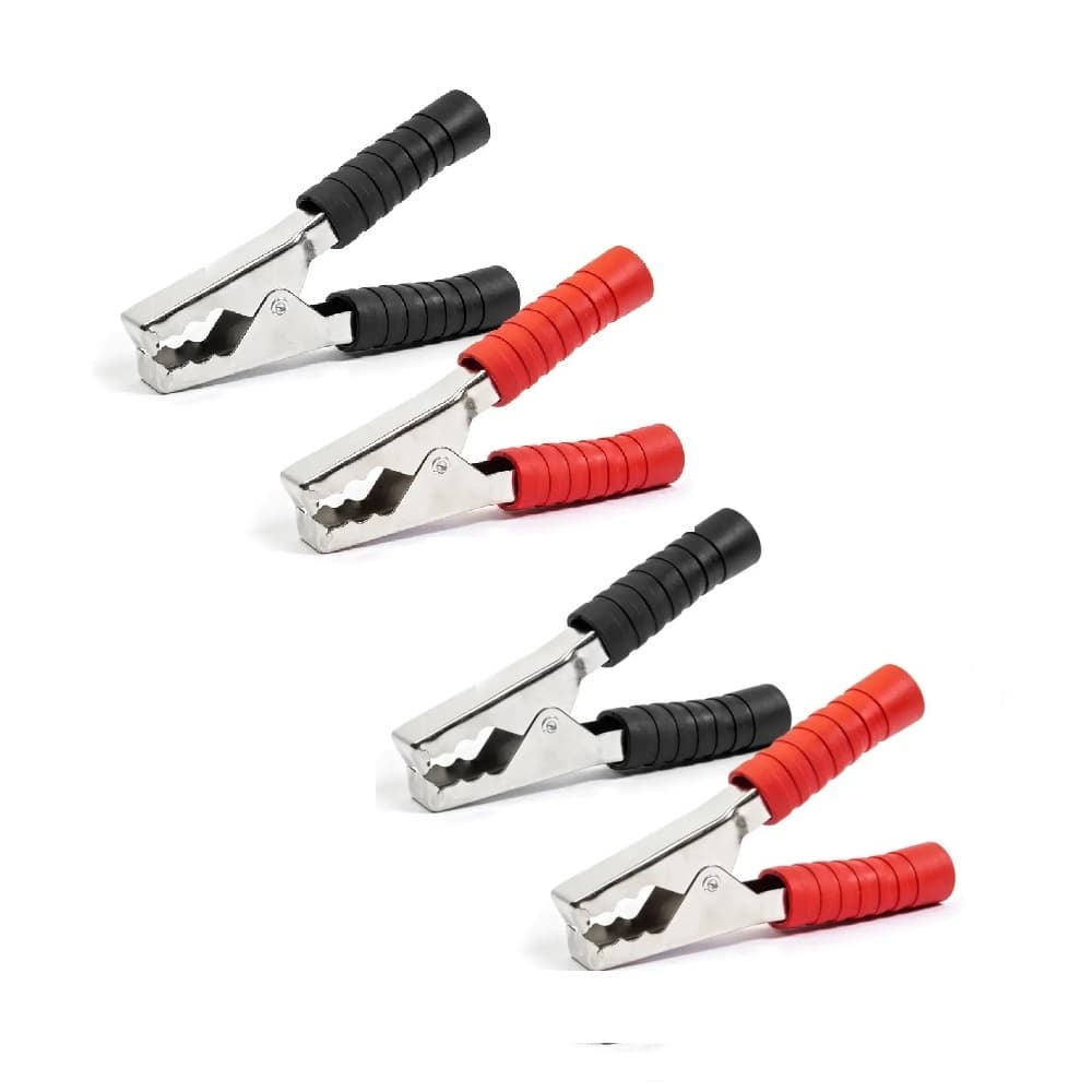 Jogo Kit Garra Jacaré 100A Bateria Chupeta Clip Cabo Suporte Emborrachado