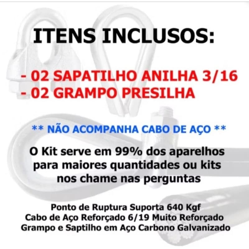 Grampo Sapatilho Anilha Para Reparo Cabo de Aço Aparelho  Academia