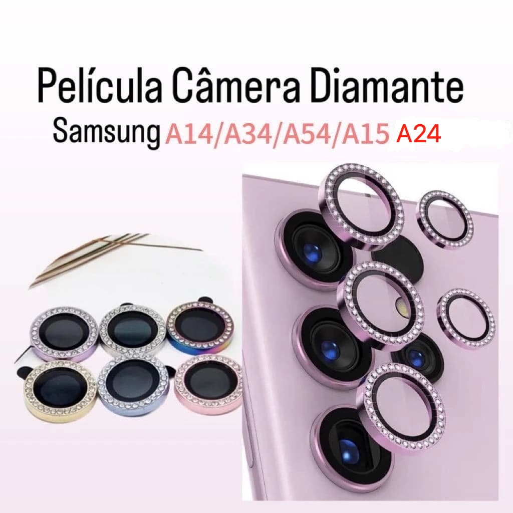 Kit(3PÇS)Película De Câmera STRASS Diamante Para Samsung A14 A24 A34 A54 A15