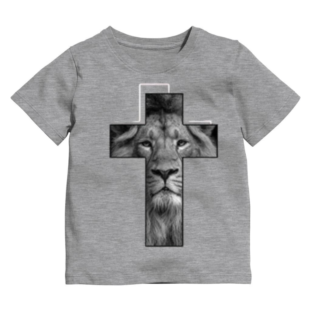 Camiseta Infantil Fé Cristã Cruz Leão de Judá 100% Algodão Fresquinha