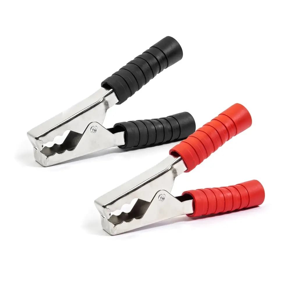 Par Garra Jacaré Bateria Chupeta Clip Cabo 2 pecas 1Preta+1Vermelha 100a