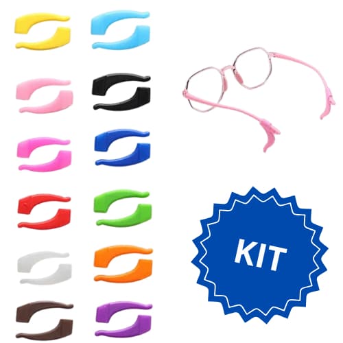 12 Suporte Trava Armação de Óculos grau Antiderrapante em Silicone Gancho de Oculos orelha preto