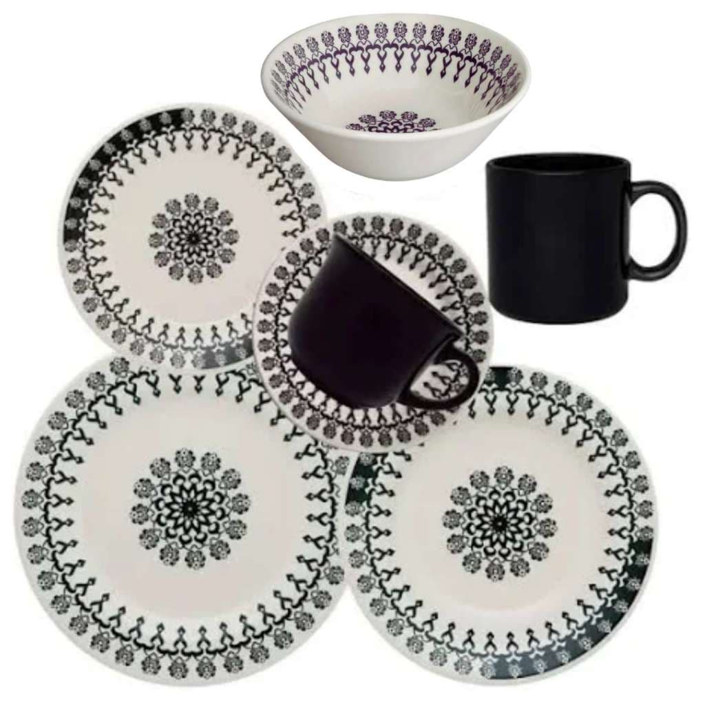 Aparelho de Jantar 42 pçs Folk Preto biona Oxford