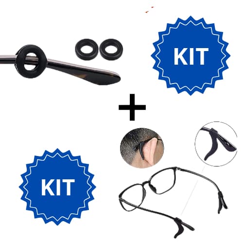 kit 8 gancho trava de óculos armação em silicone antiderrapante para Óculos PRETO TRANSPARENTE