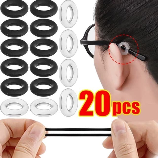 KIT 20 SUPORTE DE OCULOS sol e grau GANCHO BOLINHA DE SILICONE ANTIDERRAPANTE PRETO E TRANSPARENTE
