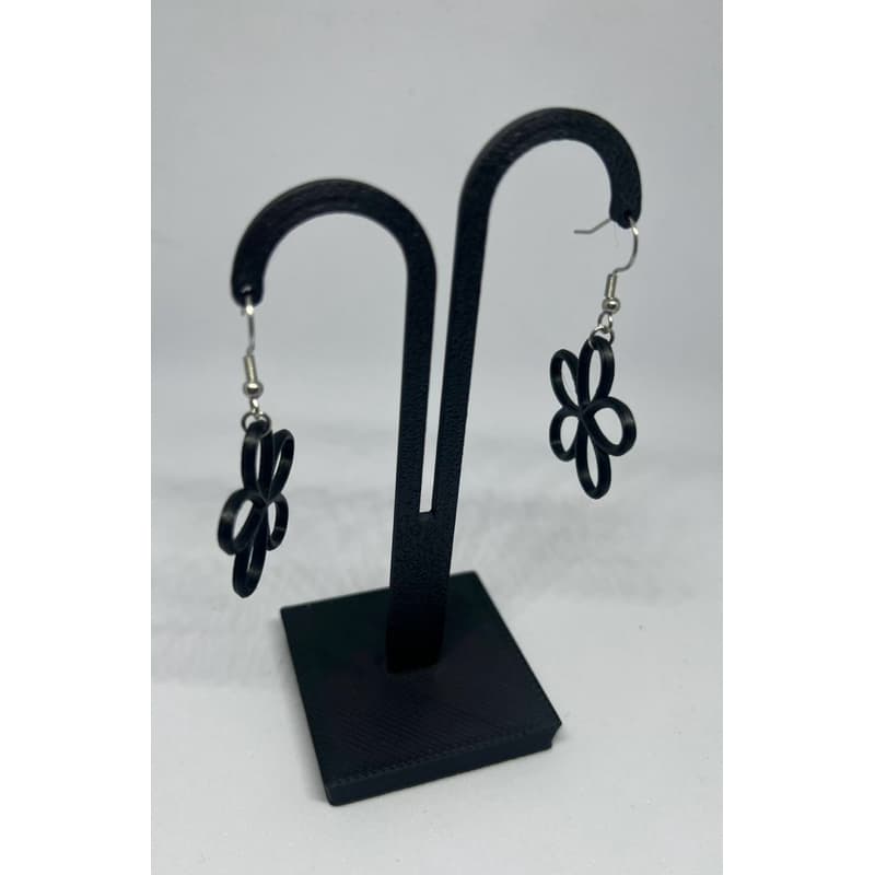 Brinco Feminino Preto Vazado Leve-Flor