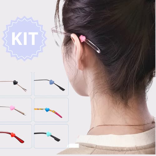 20 GANCHO trava oculos adulto e infantil antiderrapante silicone preto transparente rosa e colorido