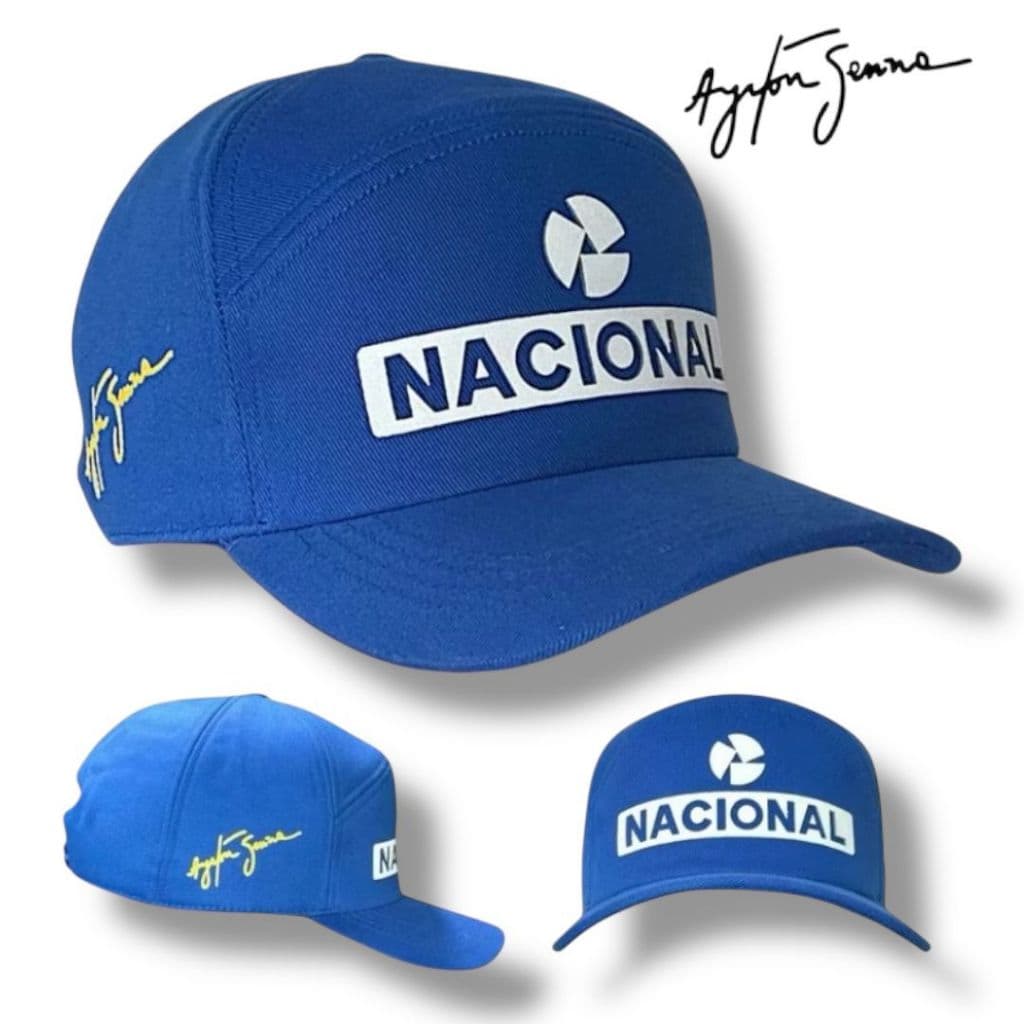 ￼Boné Senna Nacional Retro Ayrton Senna Banco Nacional Assinatura F1 Ajustável bone senna
