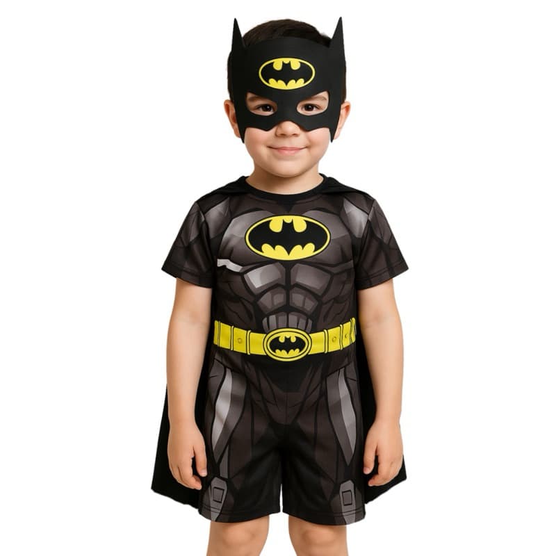 Fantasia Roupa Infantil Batman Herói Menino Com Capa- Envio Rápido