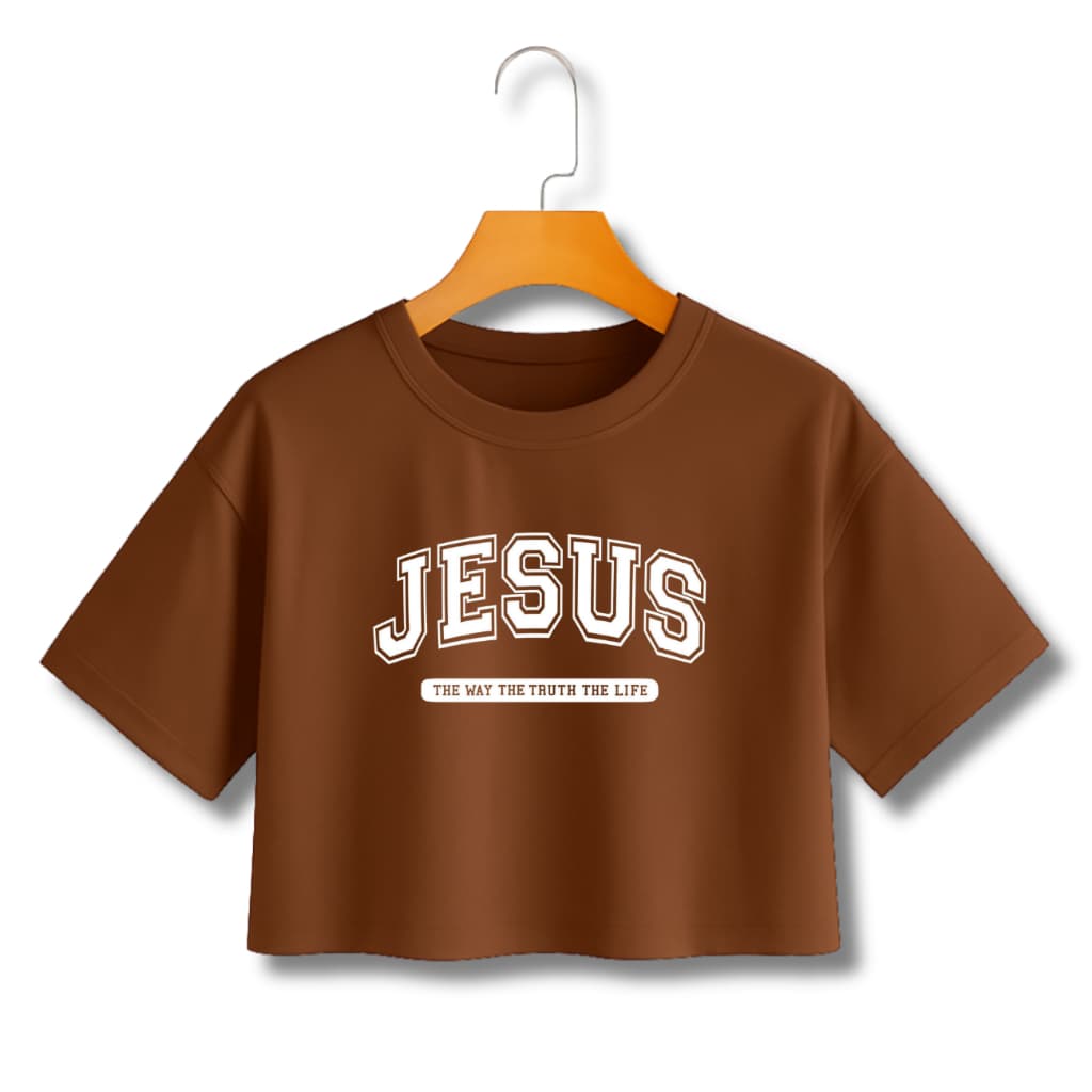 BLUSA CROPPED FEMININO JESUS THE WAY ESTAMPA RELIGIOSA ELEGANTE