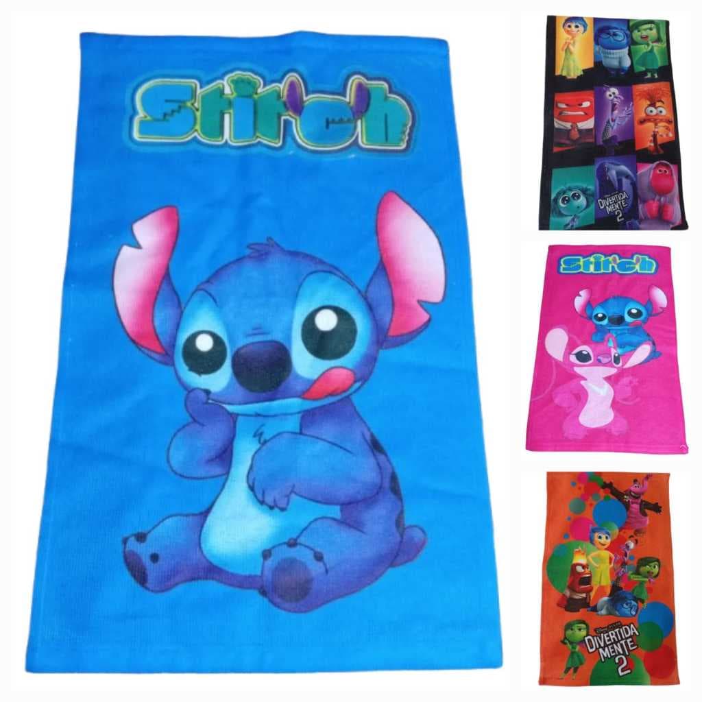 Toalhinha de Rosto e Mãos Infantil ( 30X47cm ) - Personagens Stitch e Divertidamente 2