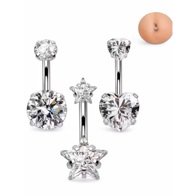 piercing de Umbigo com pedra de zircônia — brillo estilo sofisticaçao