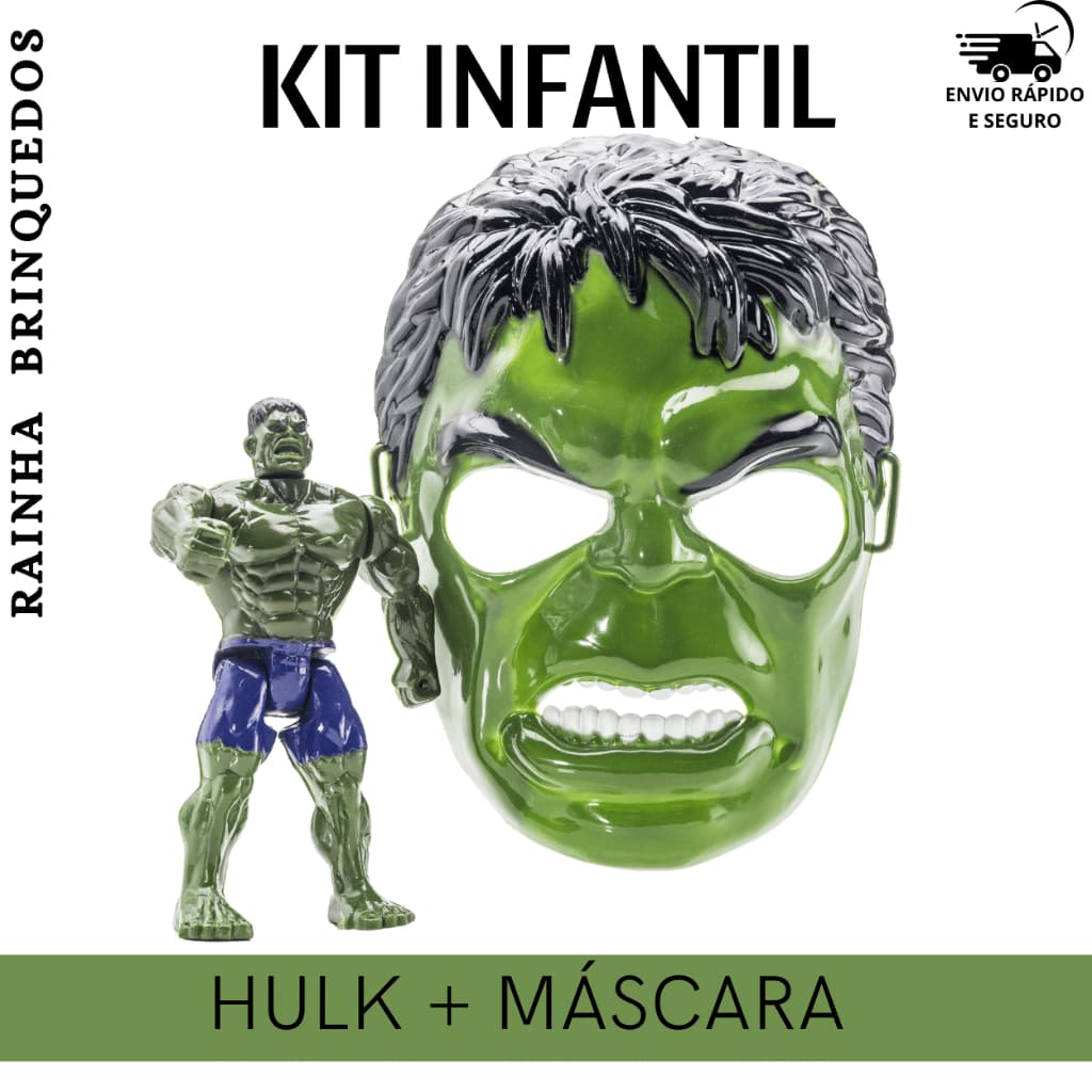Boneco 16cm + Máscara de Personagem Infantil Brincadeira Completa Imaginação e Ação