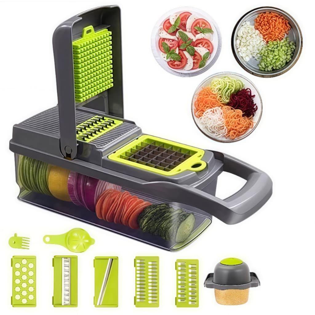 Cortador Ralador De Frutas Legumes Vegetais Descascador Profissional Multifuncional Manual 16 Peças