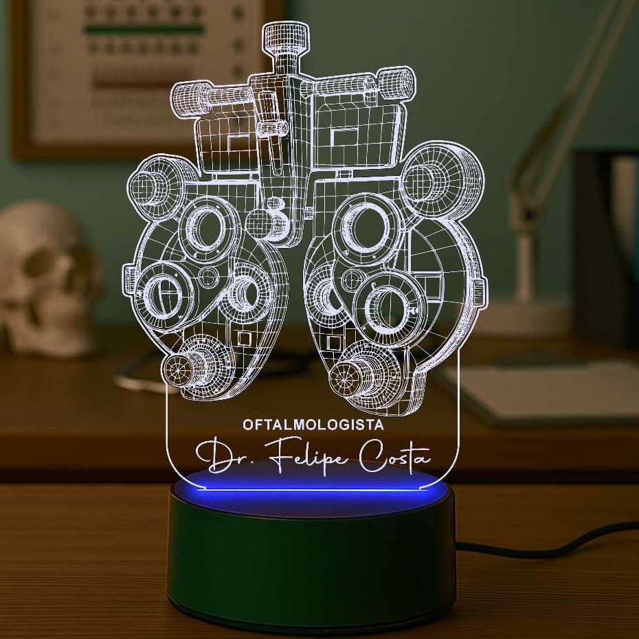 Luminária Led Foróptero Médico Oftalmo Decoração Presente, Oftalmologista, Olhos, Globo ocular