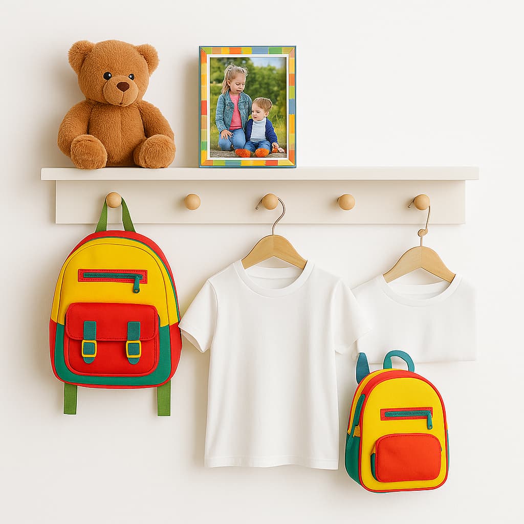 Cabideiro de Madeira Parede Fixado Prateleira Decorativa Decoração Quarto Infantil Bebe