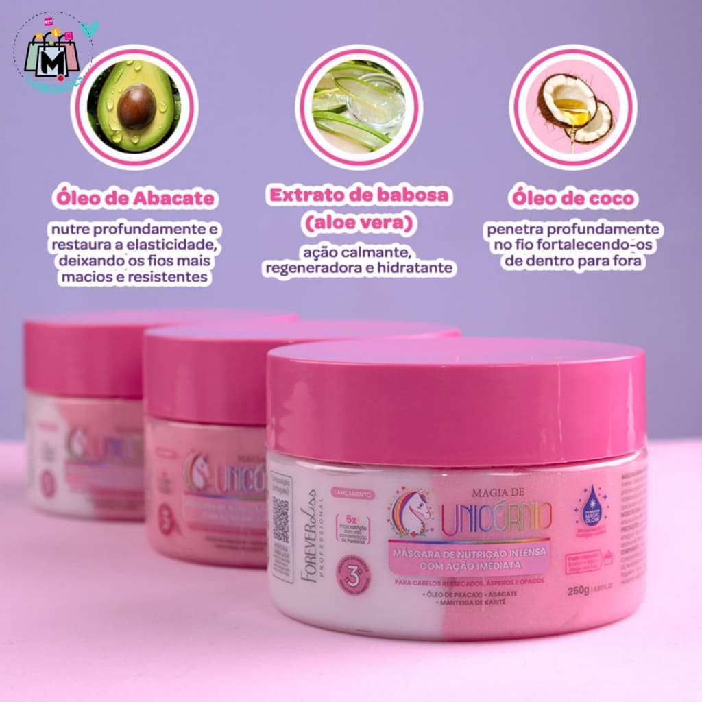 Máscara de Nutrição Intensa Ação Imediata para Cabelos Ressecados, Ásperos e Opacos Magia Glow