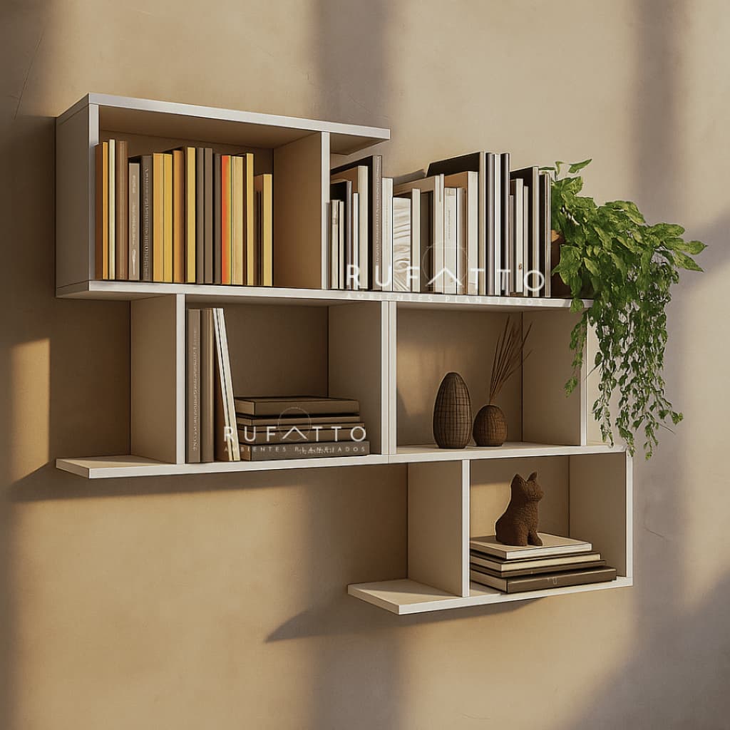 Kit 2 Nichos Zig Zag MDF 15mm Branco TX | Estante de Livros e Prateleira Decorativa de Parede 60cm
