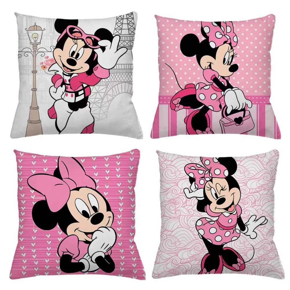 kit com 4 capas de luxo para almofada decorativas minnie tamanho 45 x 45