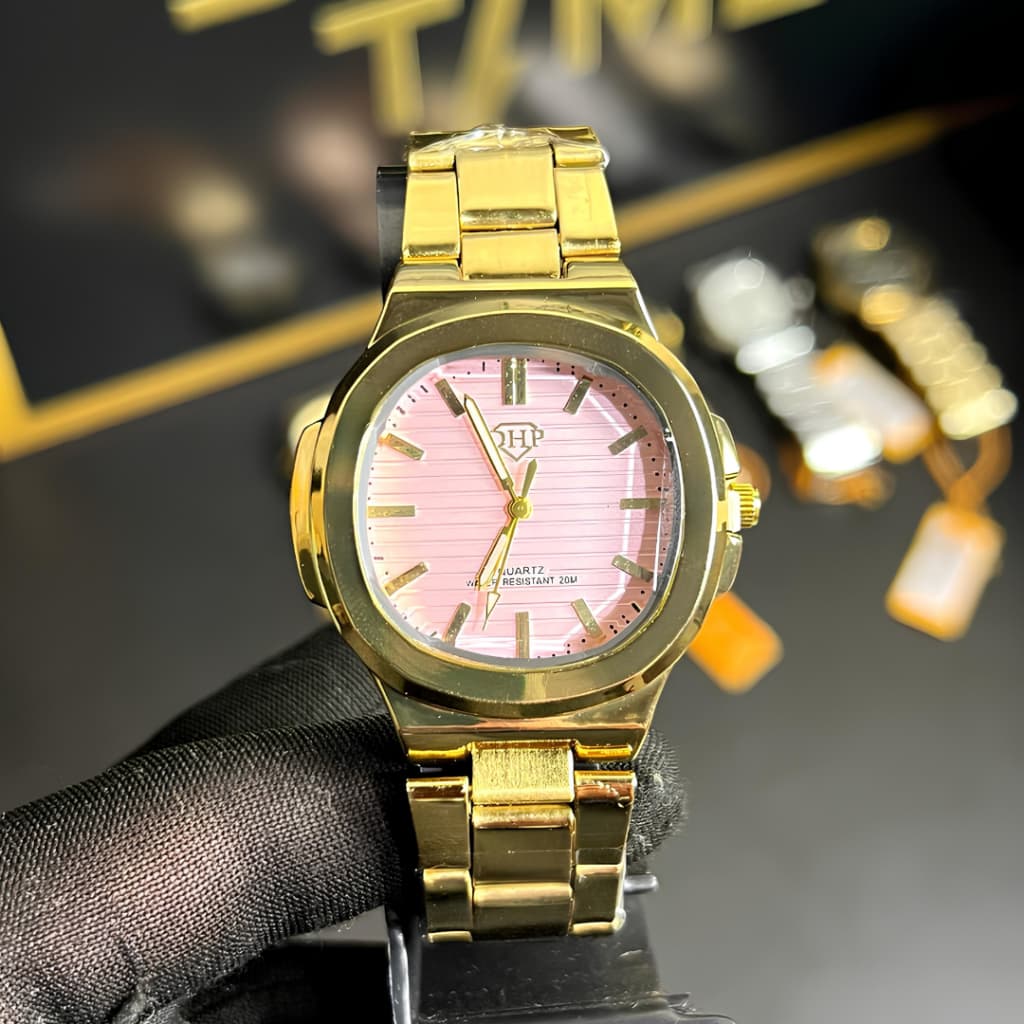 Relógio Masculino e Feminino Unissex  DHP Golden Executive  Modelo DHP-GX01  Quartz  Resistente à Água Com Caixinha