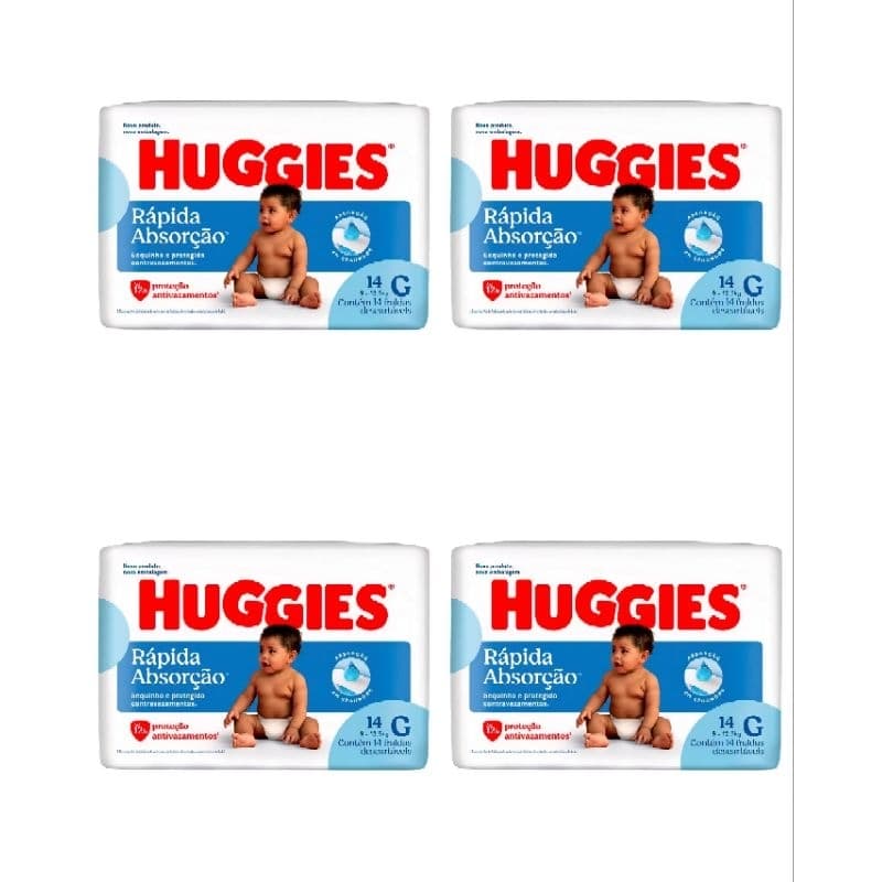 Fralda Huggies G 4 Pacotes 56 Unidades Total