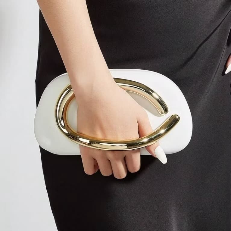 Bolsa Feminina Clutch De Festa Casamento Madrinha Alça Corrente Dourada Moderna Elegante