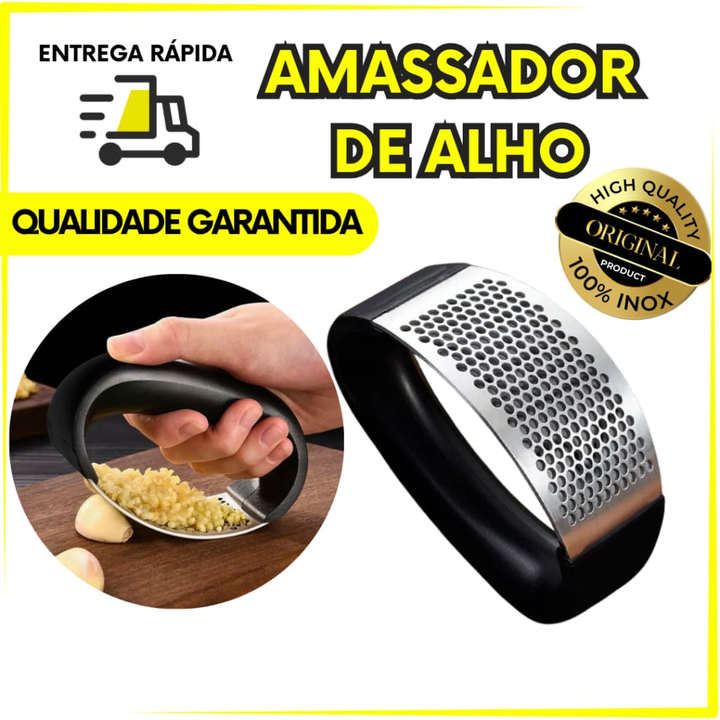 Triturador de Alho Cebola Em Inox Prensa De Alho Amassador Espremedor Praticidade Na Cozinha