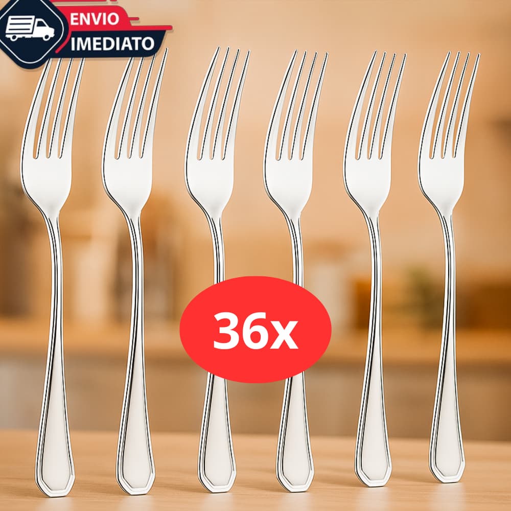 Jogo de 36 Garfos Inox Talheres resistente para Restaurante Cozinha Industrial Eventos