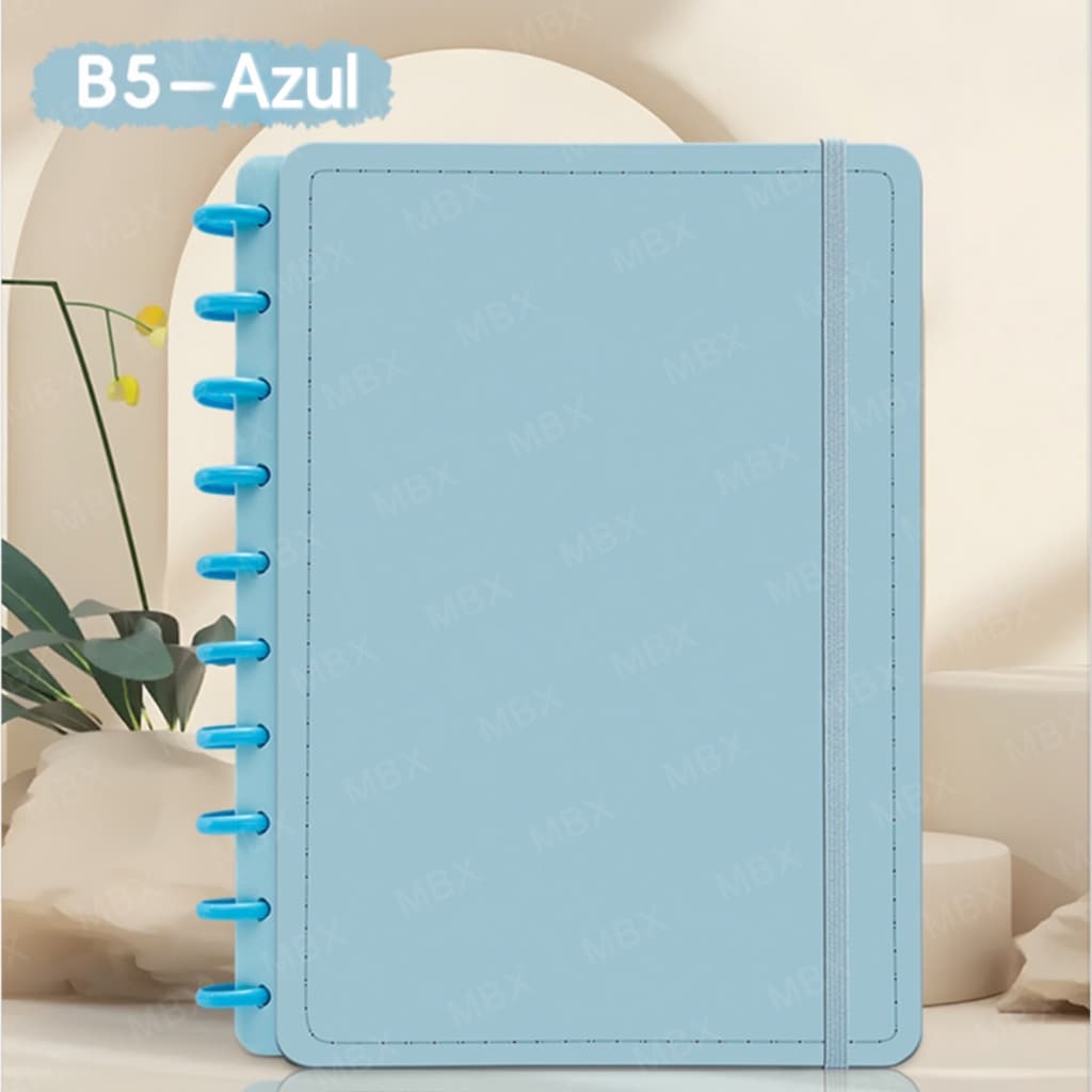 Caderno tipo Inteligente 10 Discos B5 Grande com 80 folhas de Capa Dura Caderno-azul