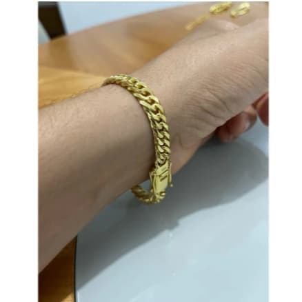 Pulseira masculina lacraia 8mm banhada a ouro 18k Fecho de gaveta duas travas