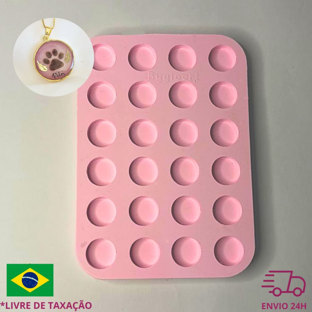 Molde silicone círculo paleta 24 cavidades sem furo redondo resina artesanato círculos vela biscuit
