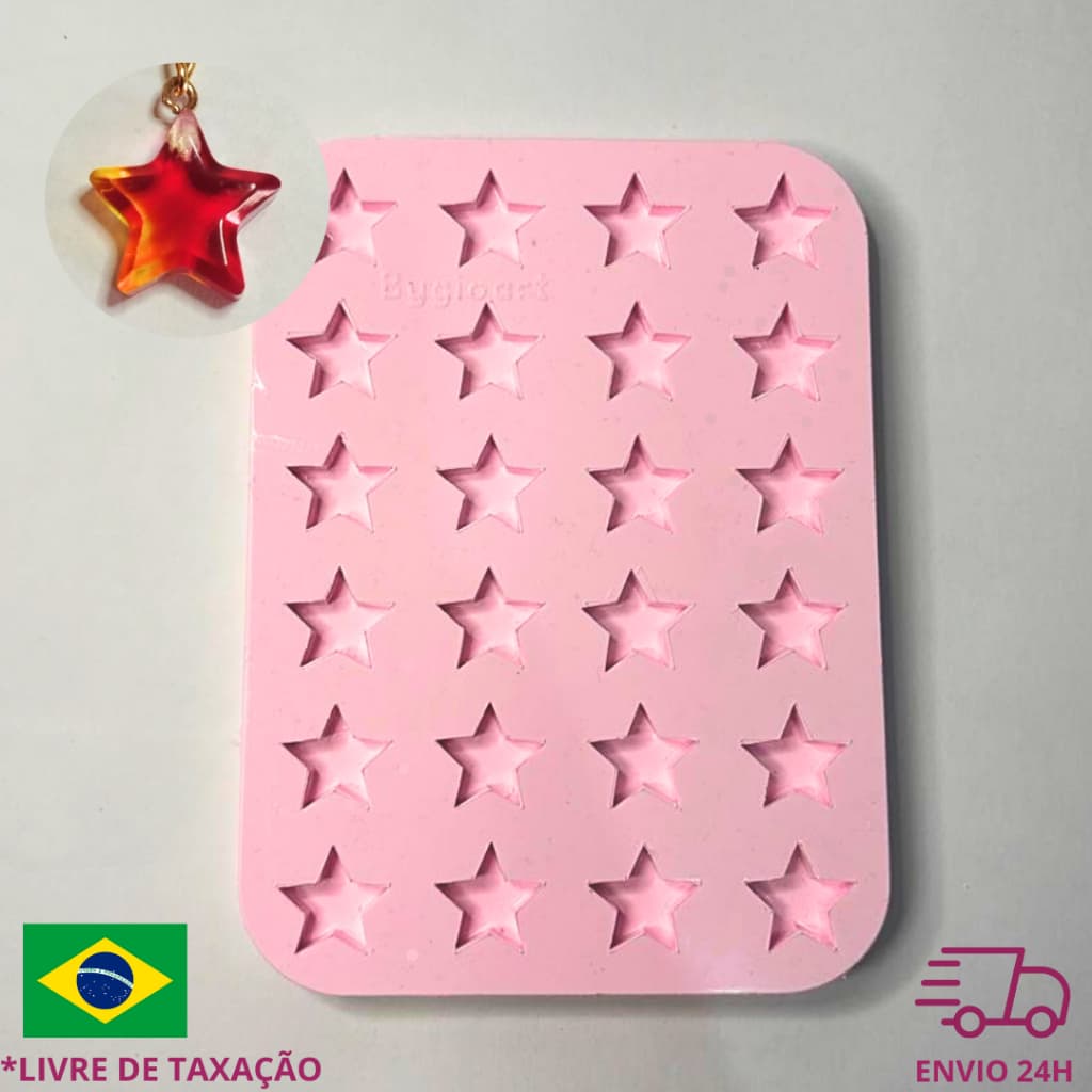 Molde silicone estrela paleta star estrelinha sem furo resina epóxi artesanato estrelas chaveiro diy