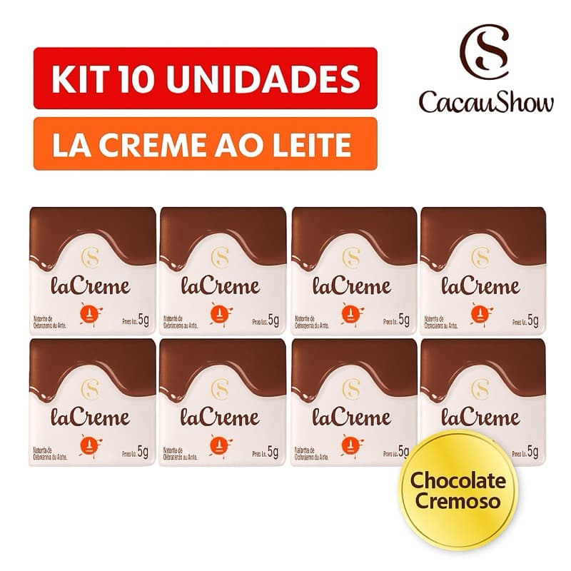 10 Chocolate Cacau Show Mini tablete - La Creme Ao Leite 5 G Lembrancinha ENVIO IMEDIATO