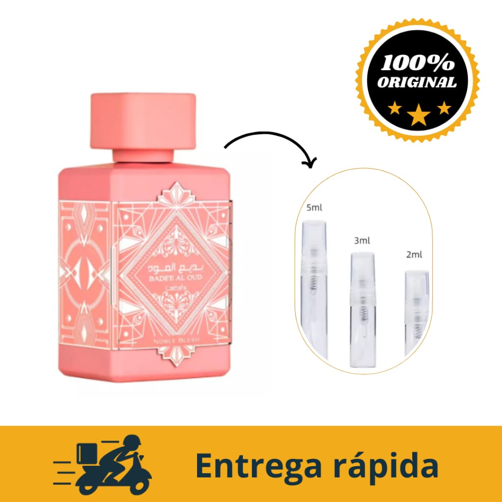 Perfume árabe BADEE AL OUD NOBLE BLUSH, parfum feminino original de qualidade e alta fixação. EDP (2ml, 3ml, 5ml)
