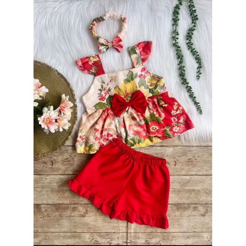 Conjunto Blogueira Infantil + Tiara 2, 3, 4 ANOS